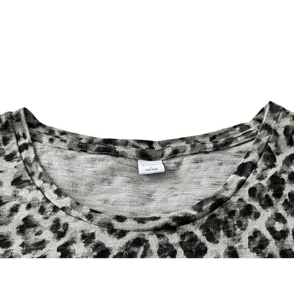 OLD NAVY SHORT SLV MIDI FIT & FLARE WAIST DRESS, WOMENS, L, GREY/BLACK LEOPARD - Picture 2 of 11